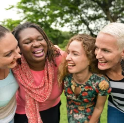 group-women-socialize-teamwork-happiness